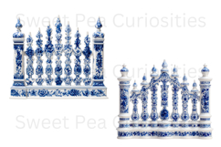 Blue Toile, Ephemera, PNG, Clipart, Junk Journal, flowers Product Image 3