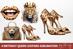 Birthday Queen Leopard Sublimation Clipart Product Image 1