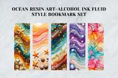 Ocean Resin Art &amp; Alcohol Ink Fluid Bookmark Set,Shiny Sea Product Image 3
