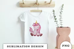 Watercolor cute unicorn sublimation png Product Image 3