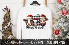 Merry And Bright Sublimation Design - Heifer Sublimation Product Image 2
