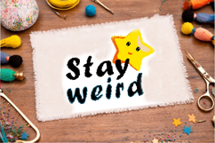 Cross stitch stay weird star pattern embroidery funny quote Product Image 3