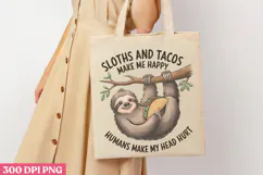 Sloths And Tacos make PNG, Sloth Sublimation PNG Product Image 3