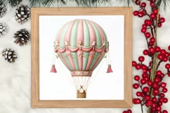 Christmas Hot Air Balloon Clipart, Christmas Hot Air Product Image 3