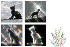 Glitter Cat Square Coasters, Glitter Square Coaster Designs Product Image 3