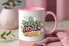 Happy Easter Design With Bunnies,Chicks,Eggs,And Flowers Product Image 3