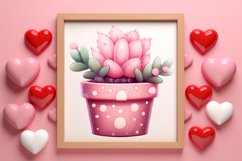 Pink Valentine Succulent Pot Clipart Product Image 3