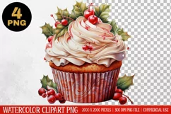 Christmas Cupcake Clipart PNG | Graphics| Christmas Ornament Product Image 1