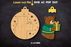 Bear Christmas Ornament SVG laser cut files for Glowforge Product Image 3