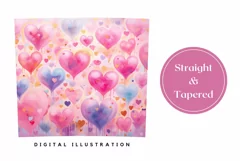 Watercolor Love Hearts Tumbler Design, Valentine's Day PNG Product Image 3