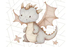 Watercolor Baby Dragon Clipart, Cute Nursery Fantasy PNG Product Image 3