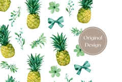 Watercolor Pineapple Tumbler Wrap, Bows Tumbler Design Product Image 3