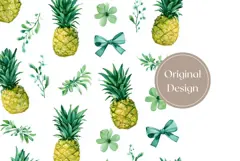 Watercolor Pineapple Tumbler Wrap, Bows Tumbler Design Product Image 3