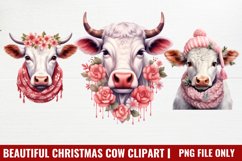 Beautiful Christmas Cow Clipart Product Image 1