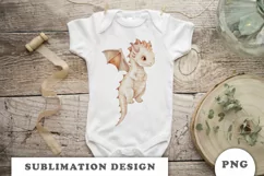 Watercolor cute Dragon sublimation png Product Image 3
