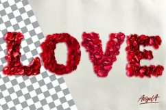Valentine sayings Love word, rose petals PNG, valentine font Product Image 1