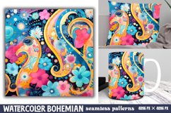 Seamless Watercolor Bohemian Patterns Background Product Image 1