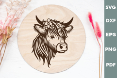 Highland cow Design, Cutting board SVG, Laser cut, Cricut Product Image 1