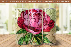 Stained Glass Peony Flower Tumbler Wrap | 20 oz tumbler Product Image 1