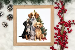 Christmas Tree With Many Dogs Clipart PNG Product Image 3