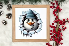 Watercolor Peeking Santa and Snowman Clipart, Christmas PNG Product Image 3