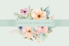40 Whimsical Flower Clipart PNG, Watercolor Floral Ornament Product Image 3