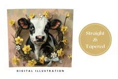 Cute Cow Tumbler Design, Daffodils Tumbler Template, Cow PNG Product Image 3