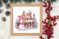 Pink Christmas Snowman Clipart, Christmas PNG Product Image 3