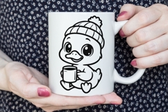 A Goose Drinking Coffee Svg, Cute Goose Svg, Cozy Vibes Svg. Product Image 3