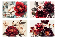 Red Peony Cosmetic Bag Designs, Flowers Cosmetic Bag Product Image 3