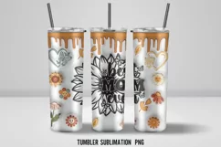 3D Best Mom Ever inflated 20 oz Tumbler Wrap Sublimation. Product Image 4