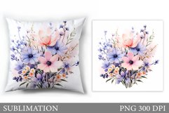 Floral Sublimation. Wildflowers Pillow Sublimation Product Image 1