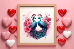 Valentine Kissing Birds Clipart, Valentine Couplet Product Image 3