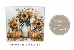 Watercolor Pumpkins Tumbler Wrap, Fall Sunflowers Tumbler Product Image 3
