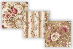 Bronze Toile Digital Paper Pack, Vintage Floral Toile Product Image 3