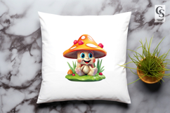 Cute Mushroom Cartoon Clipart Sublimation PNG Product Image 3