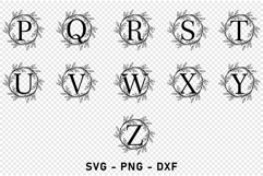 Round Leaves Monogram Split Alphabet Font Letters SVG PNG Product Image 3