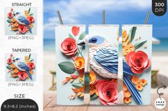 3D Cute Birds Tumbler Wrap| 3D Bird Sublimation Product Image 1
