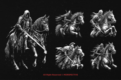 10 Bundle Dark Art Warrior Riding Horse Medieval Knight Product Image 5