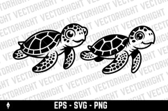 vector drawing of a cute friendly baby sea turtle Product Image 3