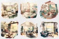 Watercolor living room clipart Product Image 3
