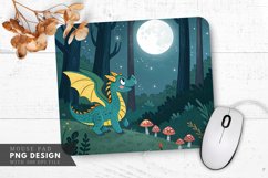 Moonlit Adventure of a Colorful Dragon Mouse Pad PNG Design Product Image 1