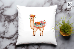 Boho Floral Llama Watercolor Clipart Sublimation PNG Product Image 3