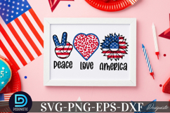 Peace Love America SVG. 4th July Sunflower SVG Product Image 3
