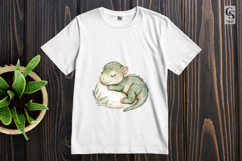 Sleeping Baby Dinosaur Watercolor Clipart Sublimation PNG Product Image 2