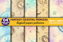 Fantasy Celestial Princess Digital Paper Bundle PNG Product Image 4