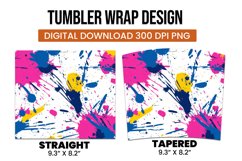 Colorful abstract splashes tumbler wrap sublimation design Product Image 3