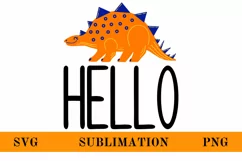 Hello svg. Dinosaur SVG. Kids Sublimation PNG Product Image 3