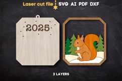 Squirrel Christmas Ornament SVG laser cut files for Glowforg Product Image 3