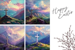 Christian Pillow Template, Easter Cross Pillowcase Design Product Image 3